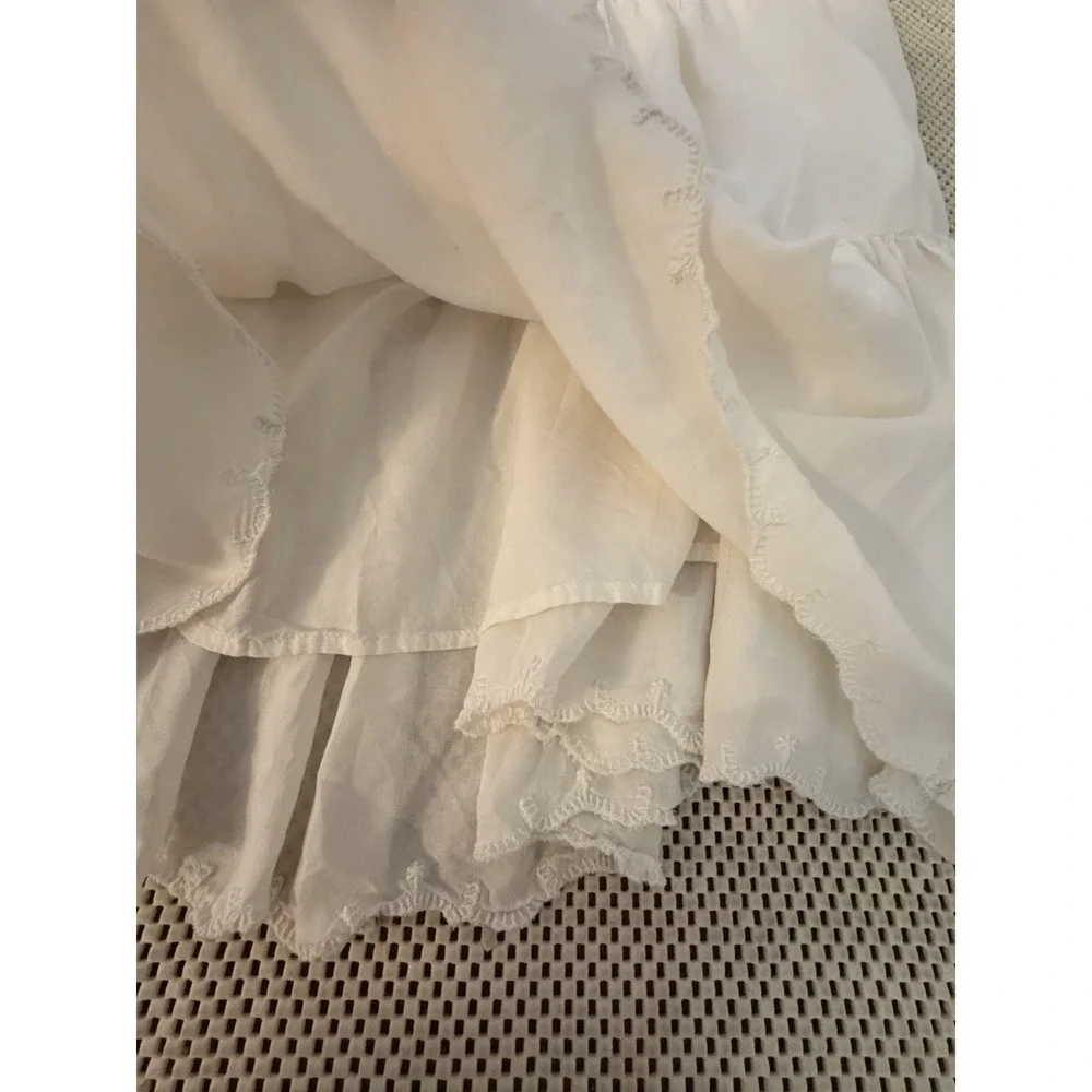 Aritzia Wilfred Sidonie Mini Dress Size L Babydoll Tiered Prairie Peasant Ruffle